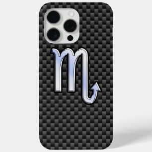 Scorpio Zodiac Sign on Carbon Fiber Print iPhone 15 Pro Max Case