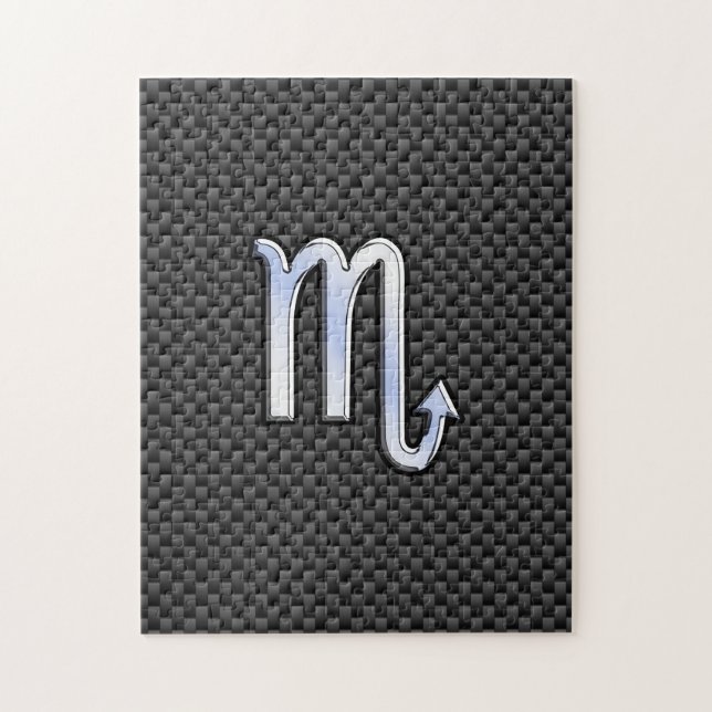Scorpio Zodiac Sign on Carbon Fiber Print Jigsaw Puzzle (Vertical)