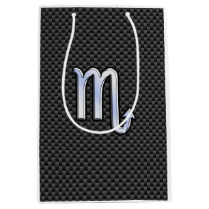 Scorpio Zodiac Sign on Carbon Fiber Print Medium Gift Bag