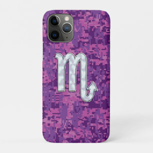 Scorpio Zodiac Sign on Fuchsia Digital Camo iPhone 11 Pro Case