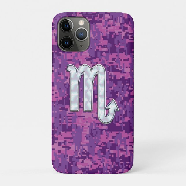 Scorpio Zodiac Sign on Fuchsia Digital Camo Case-Mate iPhone Case (Back)