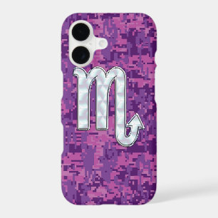 Scorpio Zodiac Sign on Fuchsia Digital Camo iPhone 17 Case