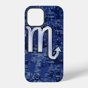 Scorpio Zodiac Sign on Navy Blue Camo iPhone 12 Case
