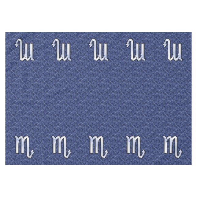 Scorpio Zodiac Sign on Navy Blue Camo Tablecloth (Front (Horizontal))