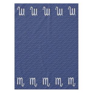 Scorpio Zodiac Sign on Navy Blue Camo Tablecloth