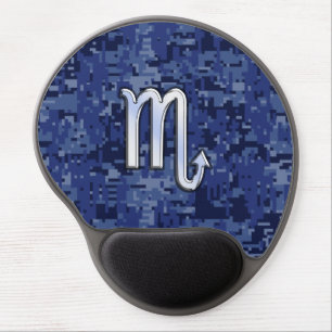 Scorpio Zodiac Sign on Navy Blue Camouflage Decor Gel Mouse Pad