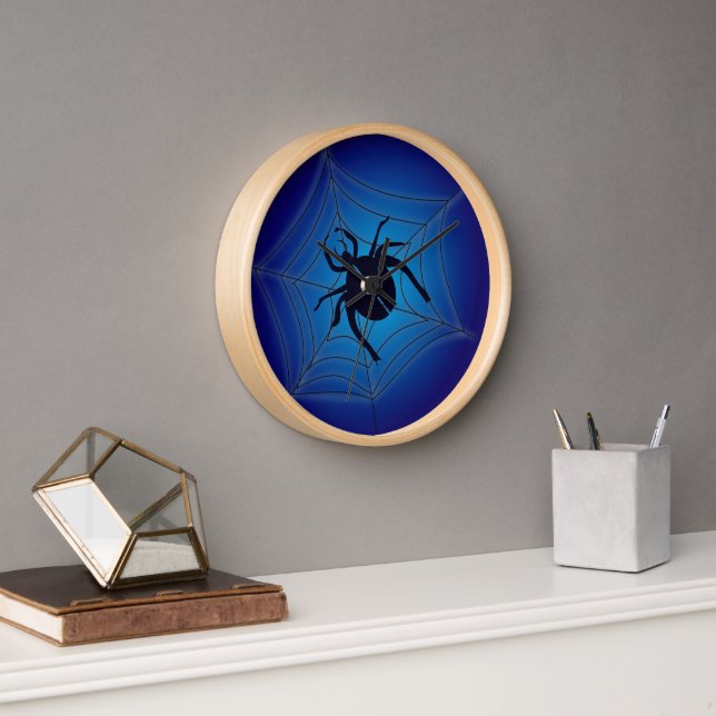 Scorpio Zodiac Sign Spider Blue Aesthetic Astrolog Clock (Office)