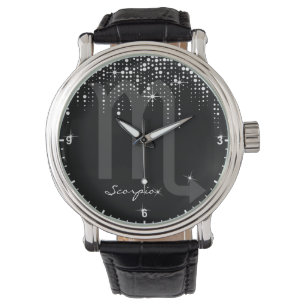 Scorpio Zodiac Sign Stunning Dripping Glitter Rain Watch