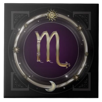 Scorpio Zodiac Sign Tile by EarthMagickGifts at Zazzle