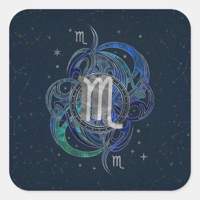 Scorpio Zodiac Sign Water element Square Sticker (Front)