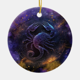 Scorpio Zodiac Sign Watercolor Design Ceramic Ornament