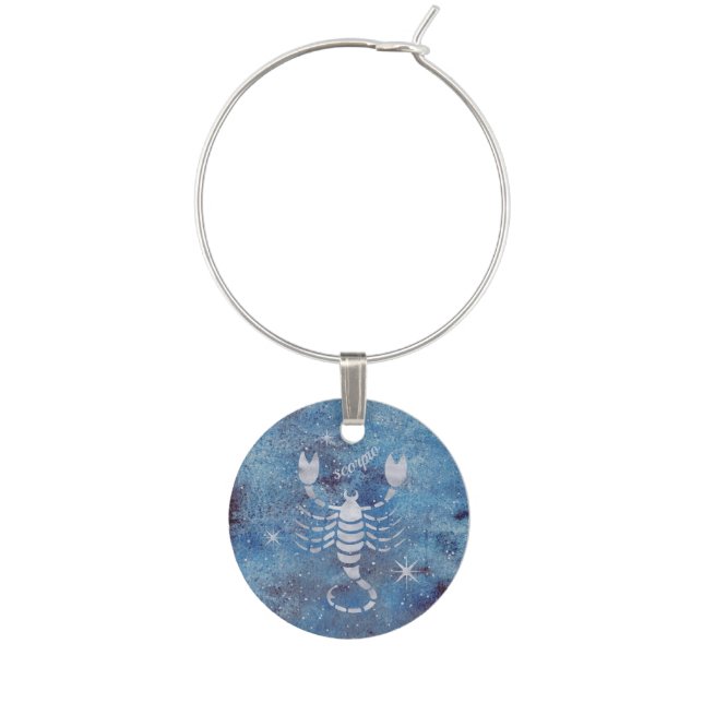 Scorpio Zodiac Sign Wine Charm (Front)