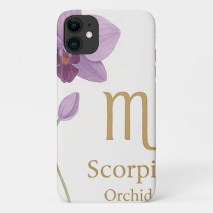 Scorpio Zodiac Sign with Orchid Flowers iPhone Cas iPhone 11 Case