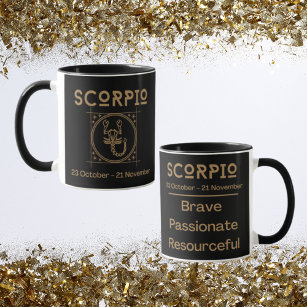 Scorpio Zodiac Sign with Symbol and Traits Mug
