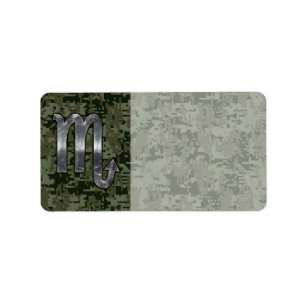 Scorpio Zodiac Sign Woodland Digital Camo Label