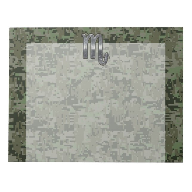 Scorpio Zodiac Sign Woodland Digital Camo Notepad (Front)