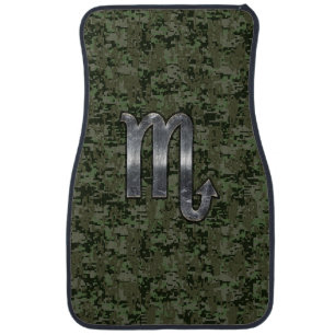 Scorpio Zodiac Sign Woodland Digital Camouflage Car Mat
