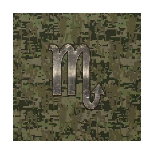 Scorpio Zodiac Sign Woodland Green Digital Camo (Front)