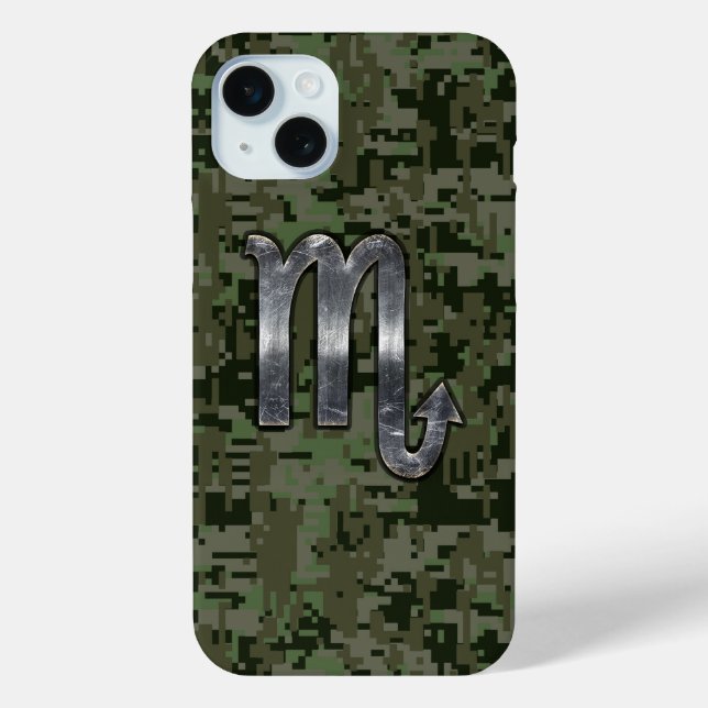 Scorpio Zodiac Sign Woodland Green Digital Camo Case-Mate iPhone Case (Back)