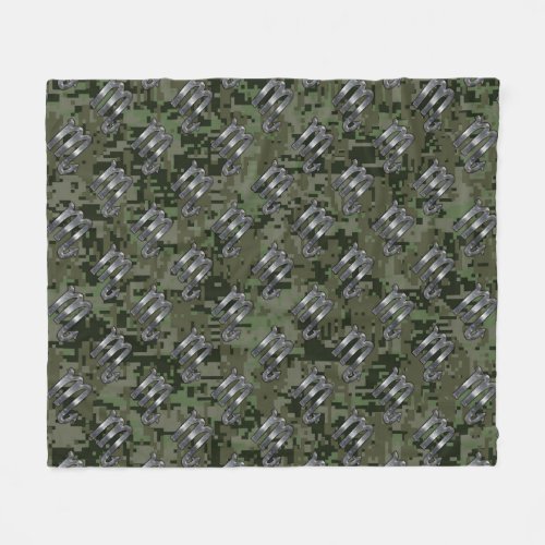 Scorpio Zodiac Sign Woodland Green Digital Camo Fleece Blanket