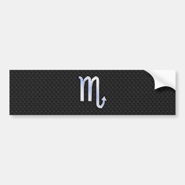 Scorpio Zodiac Silver Sign black snake skin Bumper Sticker (Front)