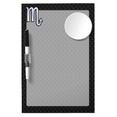 Scorpio Zodiac Silver Sign black snake skin Dry Erase Board With Mirror