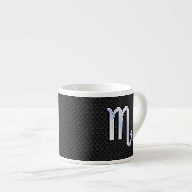 Scorpio Zodiac Silver Sign black snake skin Espresso Cup (Front Right)