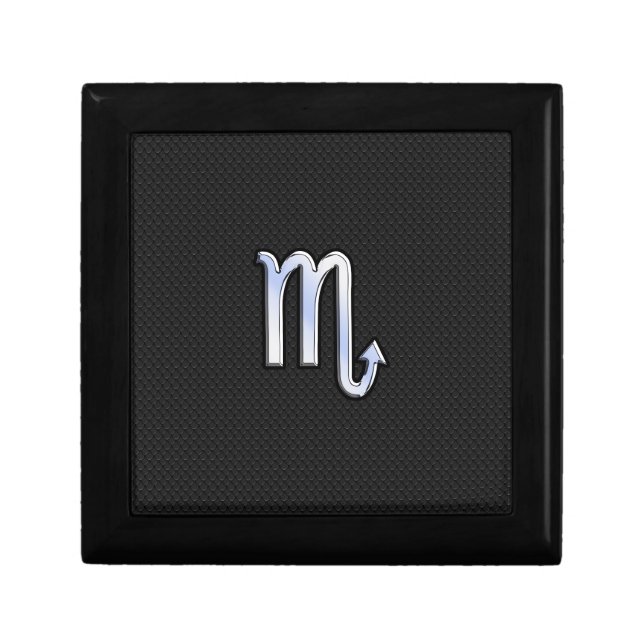 Scorpio Zodiac Silver Sign black snake skin Gift Box (Front)