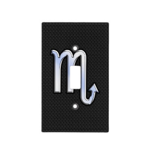 Scorpio Zodiac Silver Sign black snake skin Light Switch Cover