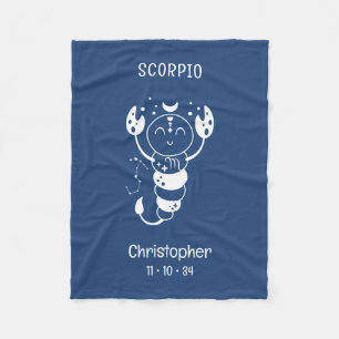 Scorpio Zodiac Star Name Birthdate Blue Baby Fleece Blanket