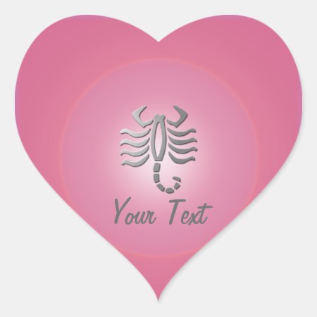 Scorpio Zodiac Star Sign Pink Heart Heart Sticker