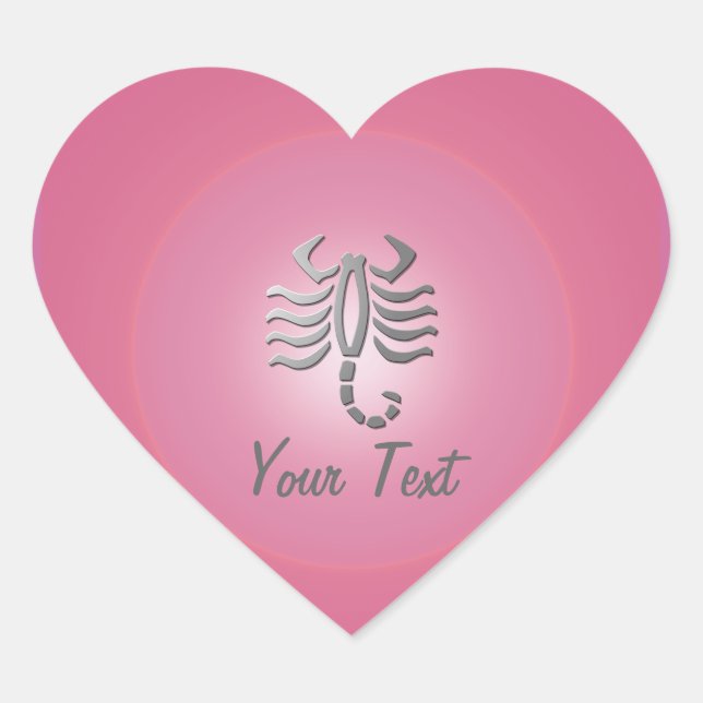 Scorpio Zodiac Star Sign Pink Heart Heart Sticker (Front)