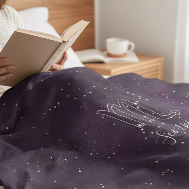 Scorpio Zodiac Star Sign Purple Duvet Cover (Experience mystical nights under your own personal starry sky! )