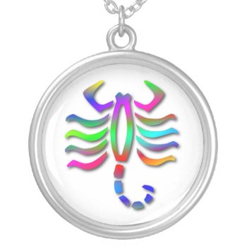 Scorpio Zodiac Star Sign Rainbow Silver Necklace by zodiac_shop at Zazzle