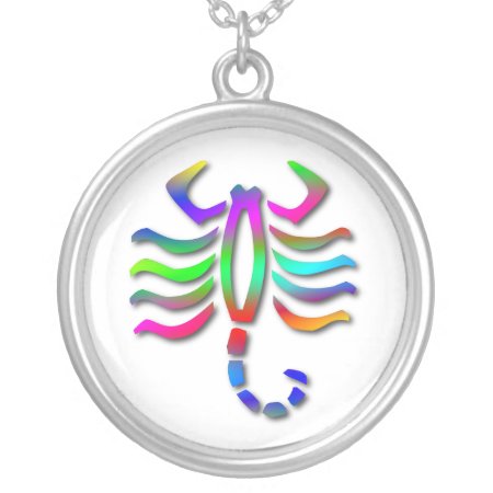 Scorpio Zodiac Star Sign Rainbow Silver Necklace