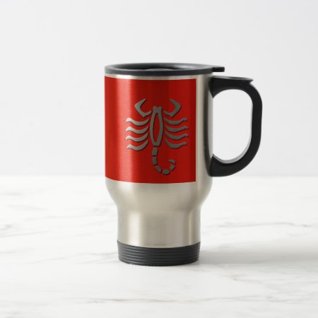 Scorpio Zodiac Star Sign Silver On Red Travel Travel Mug
