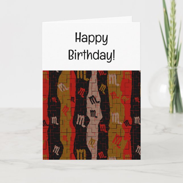 Scorpio Zodiac Stripes Birthday Card (Front)