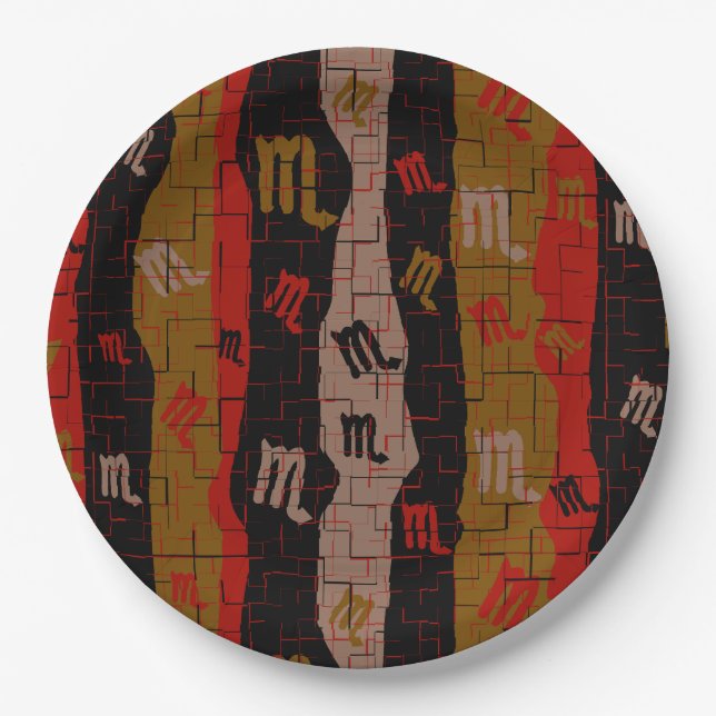 Scorpio Zodiac Stripes  Paper Plates (Front)