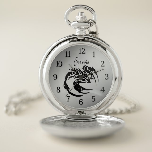 Scorpio Zodiac Symbol and Sign Pocket Watch (Inside)