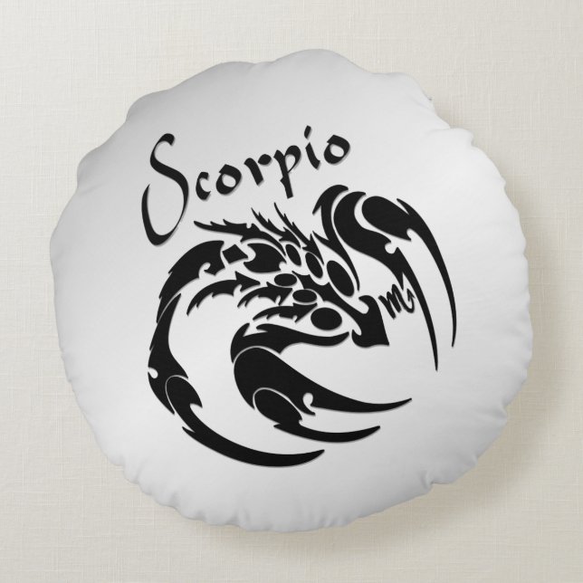 Scorpio Zodiac Symbol and Sign Round Pillow (Back)