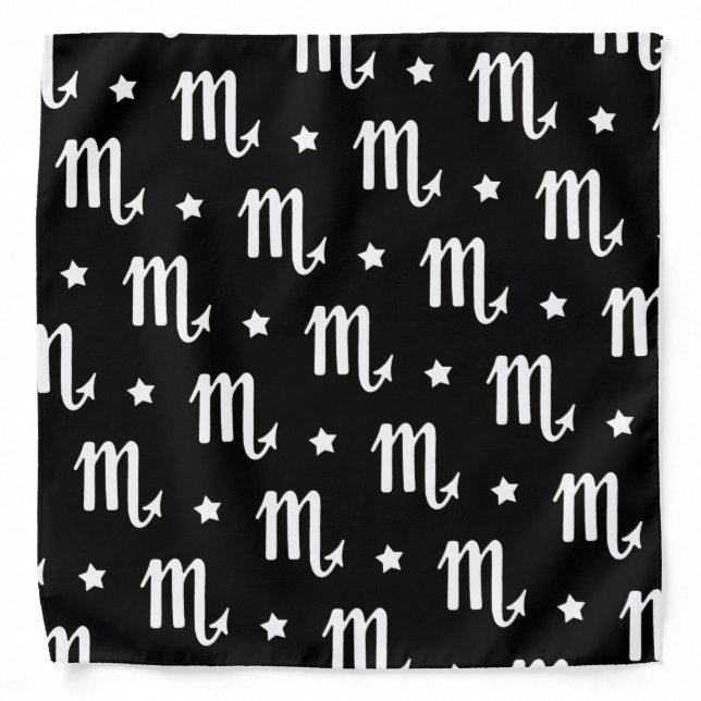 Scorpio Zodiac Symbol and Stars Pattern Bandana (Front)
