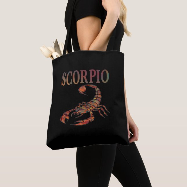 Scorpio Zodiac Symbol Black Shoulder Tote Bag (Close Up)