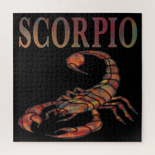 Scorpio Zodiac Symbol Black Square Jigsaw Puzzle