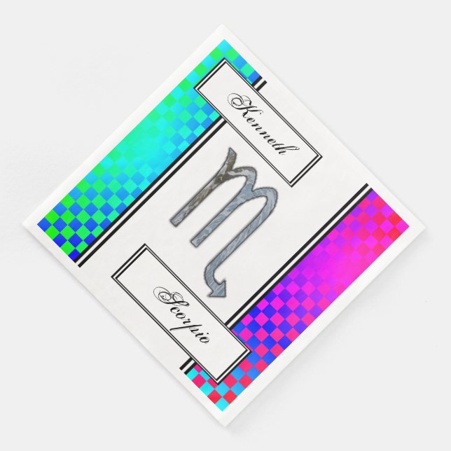 Scorpio Zodiac Symbol Element by Kenneth Yoncich Paper Dinner Napkins (Corner)