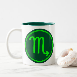 Scorpio Zodiac Symbol Green Contrast Two-Tone Coffee Mug