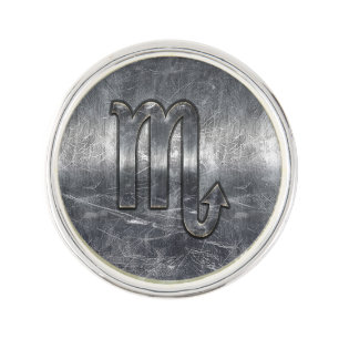 Scorpio Zodiac Symbol in Grunge Metallic Style Pin