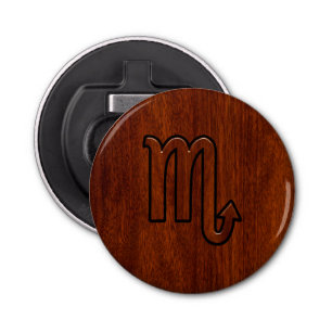 Scorpio Zodiac Symbol in Mahogany Style Bottle Opener