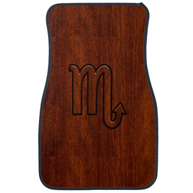 Scorpio Zodiac Symbol in Mahogany Style Car Floor Mat (Front)