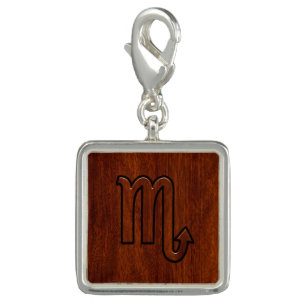 Scorpio Zodiac Symbol in Mahogany Style Charm