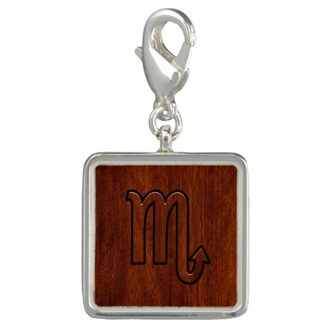 Scorpio Zodiac Symbol in Mahogany Style Charm (Front)